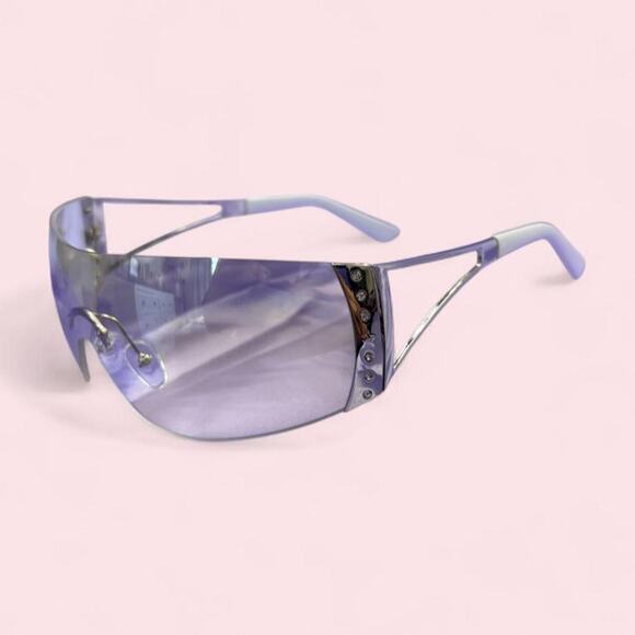Unbranded Accessories - White oversized Y2k rimless shield sunglasses 2000s glam mcbling cybercore cyber